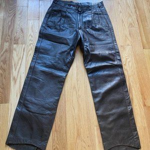 VINTAGE LADIES.    LEATHER  PANTS  . ALLAN  CHERRY BROWN